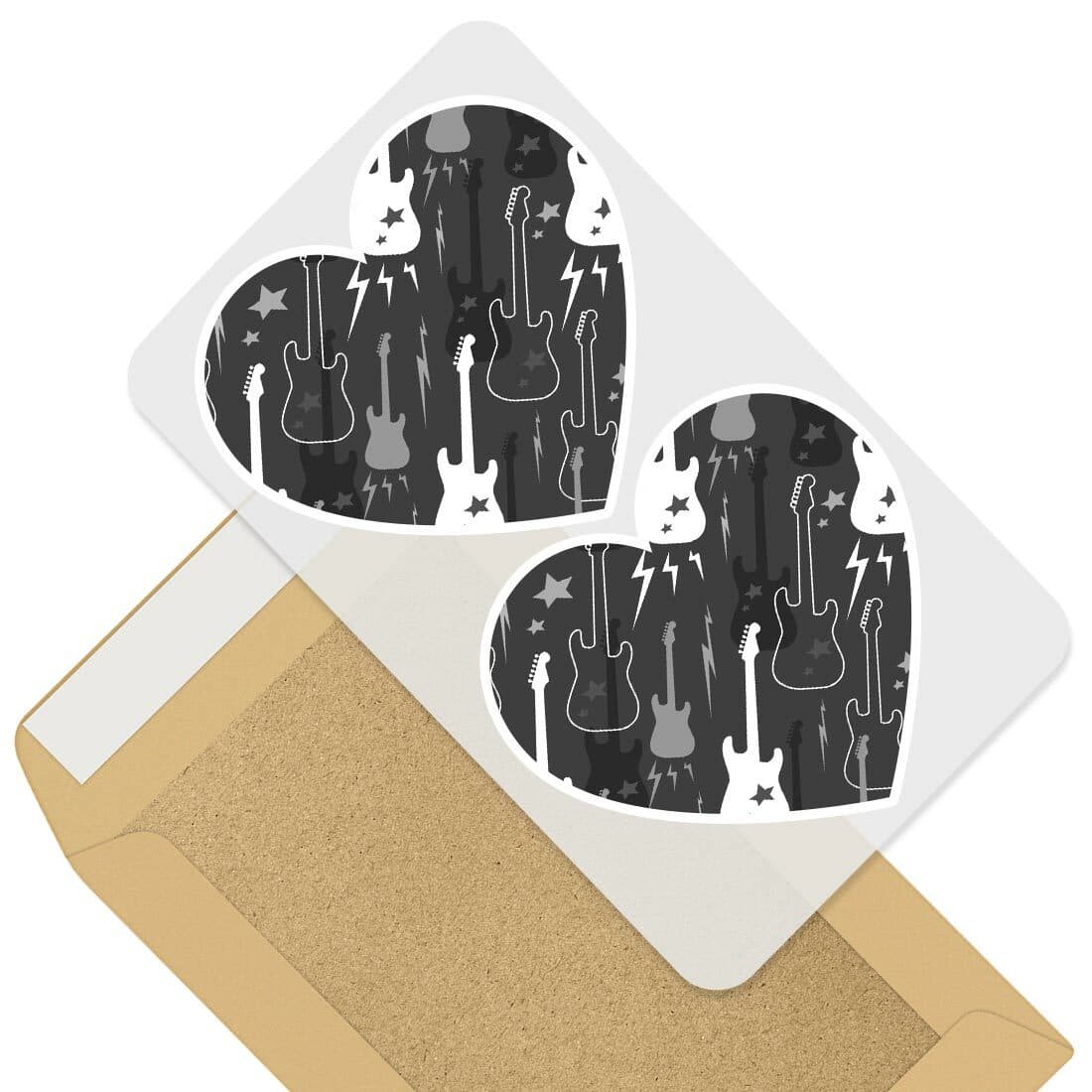 2 x Heart Stickers 7.5 cm - BW - Electric Guitars Music Band  #35788