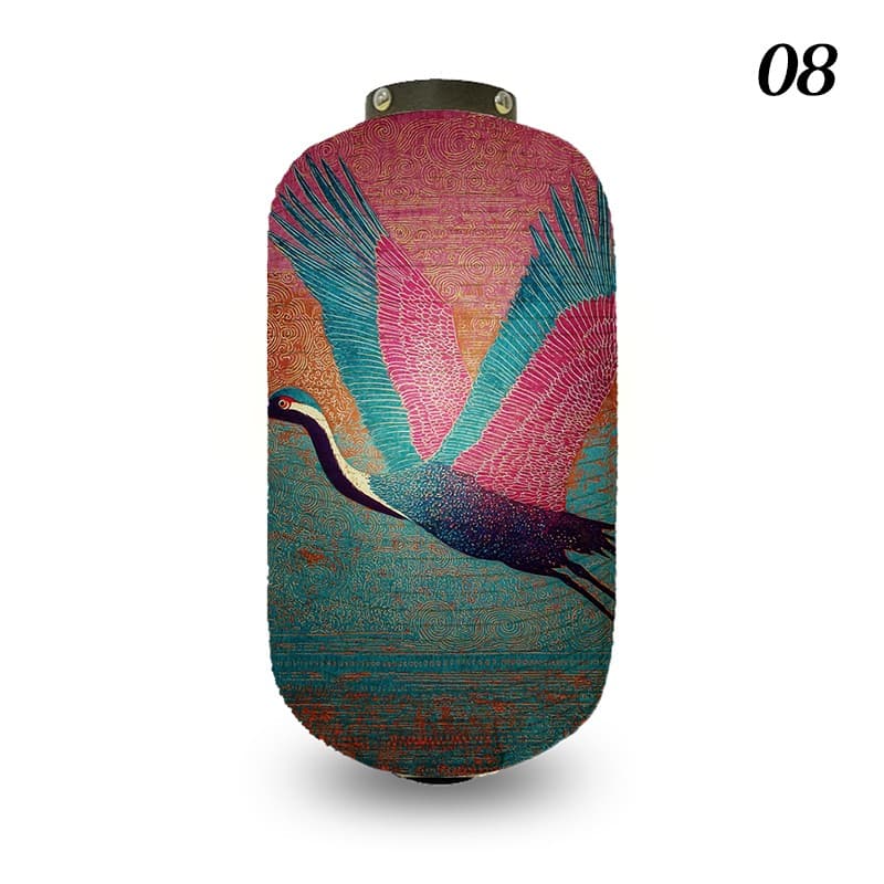 Oriental Chinese Style Cloth Lantern Crane Printed Decor for Izakaya Restaurant