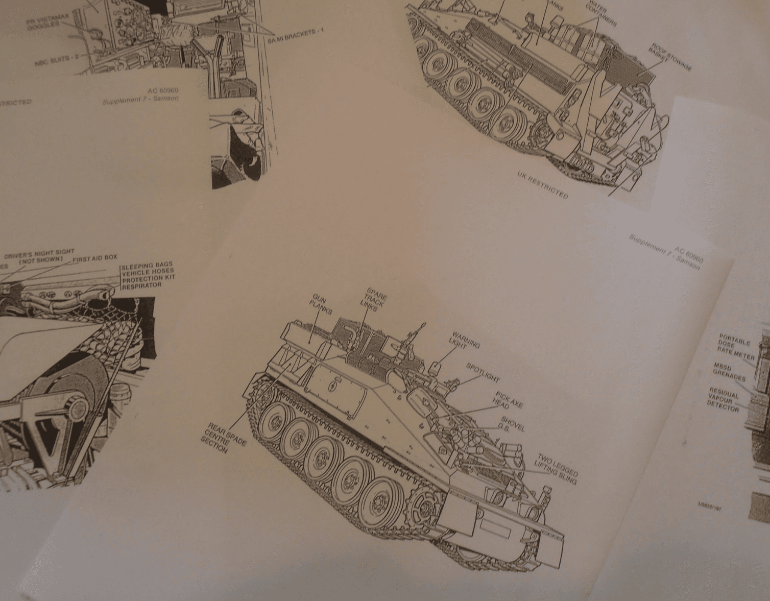 CVRT Samson Recovery vehicle  Stowage sketches x 5
