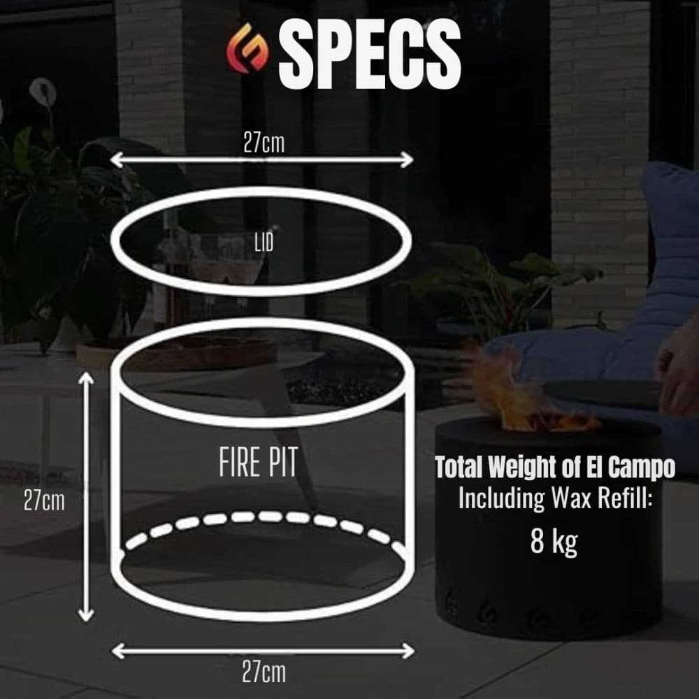 Eco Fuego El Campo Fire Pit - Matte Black view 2