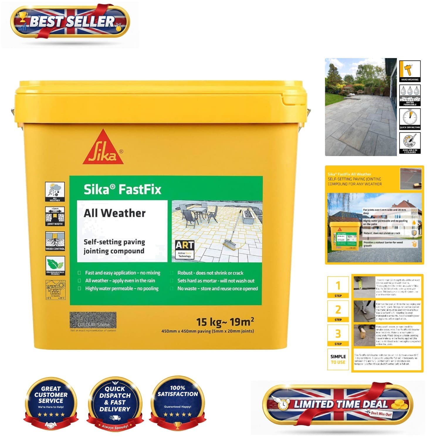 FastFix 15kg All Weather Self-Setting Paving Jointing Compound - Ready to Use