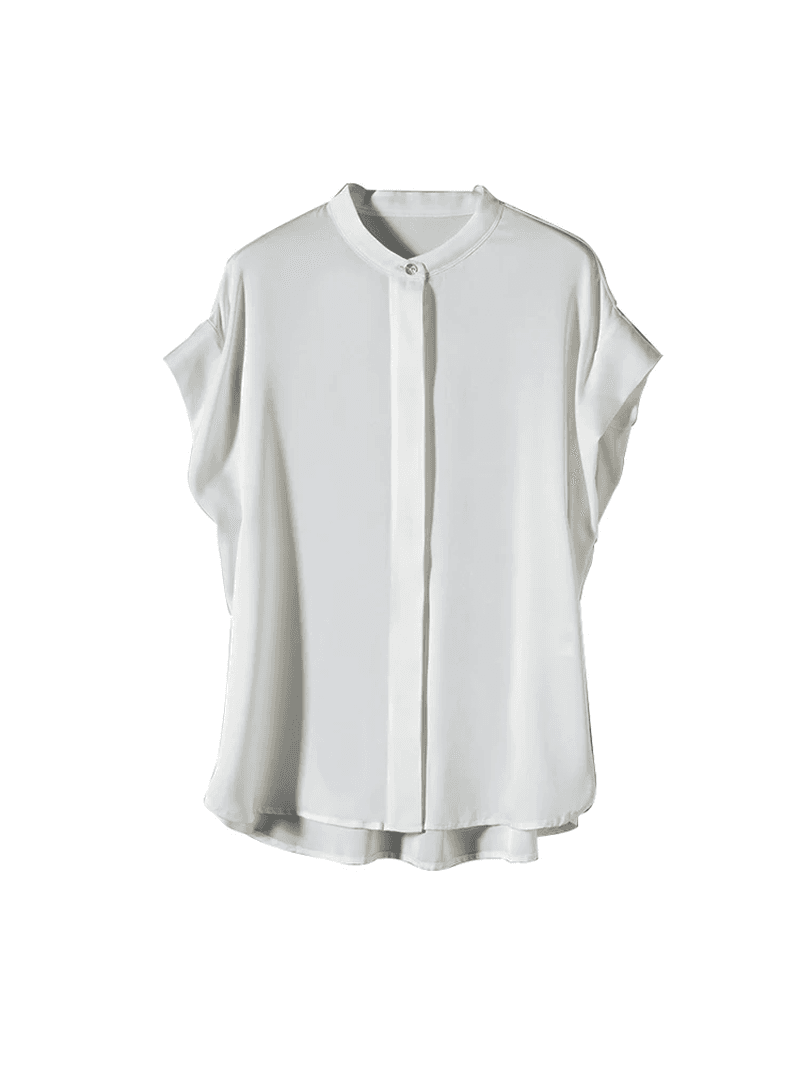 Woman Dress Shirts 23MM 93%Silk 7%Spandex Basic Solid Bat Sleeved Chic Blouse Sh