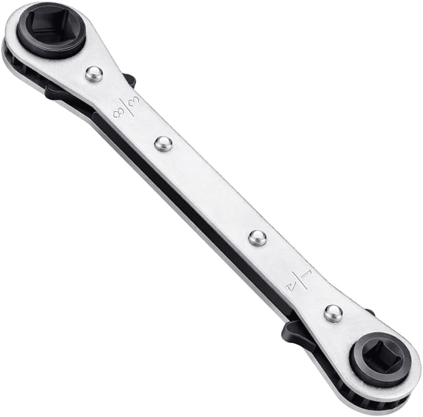 HVAC Service Wrench Tools Quad Ratchet Spanner with 4 Sizes 3/8 1/4 5/16 3/16 B