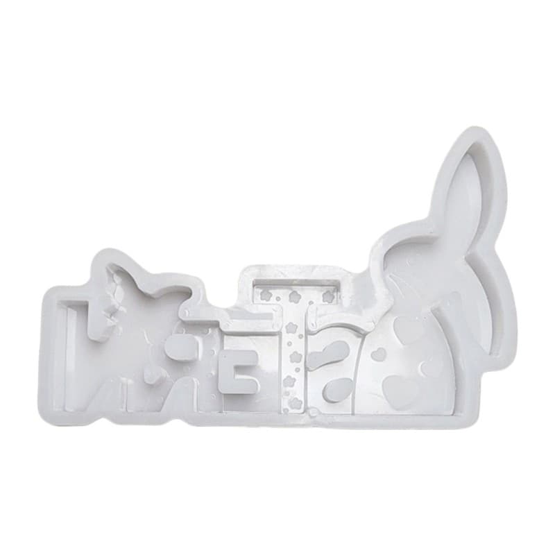 Rabbit Silicone Mold 3D Easters Bunnies Letter Figurine Mould Decoration