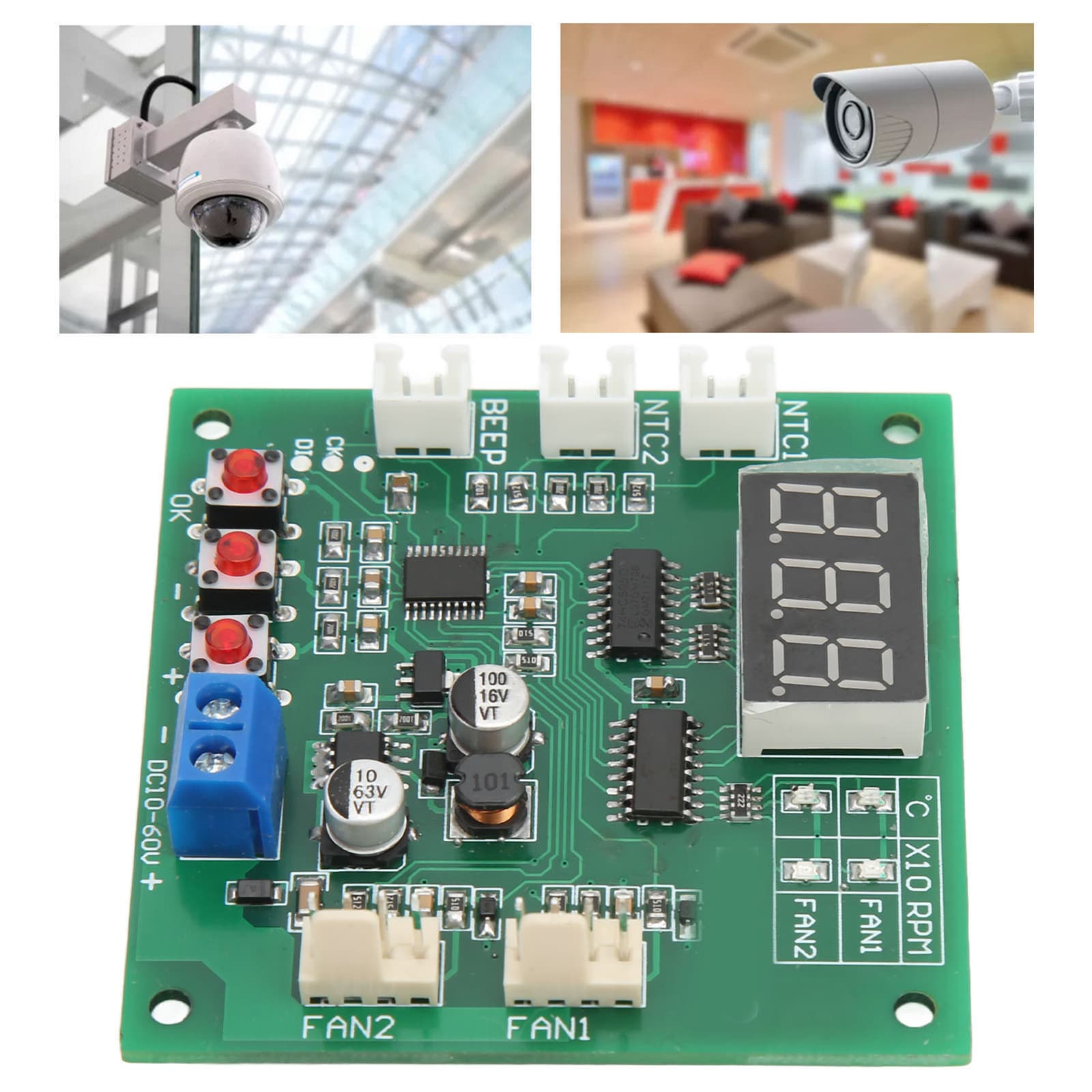 DC10‑60V 2 Channel 4 Wire Fan PWM Temperature Speed Controller Governor Module view 2