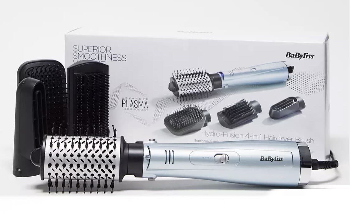 BaByliss Hydro Fusion 4 in 1 Hair Dryer Brush 2774U Blue New
