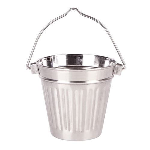 Ribbed Handle Silver Finish – Decorative Rustic Stainless Steel Bucket Set of 4
