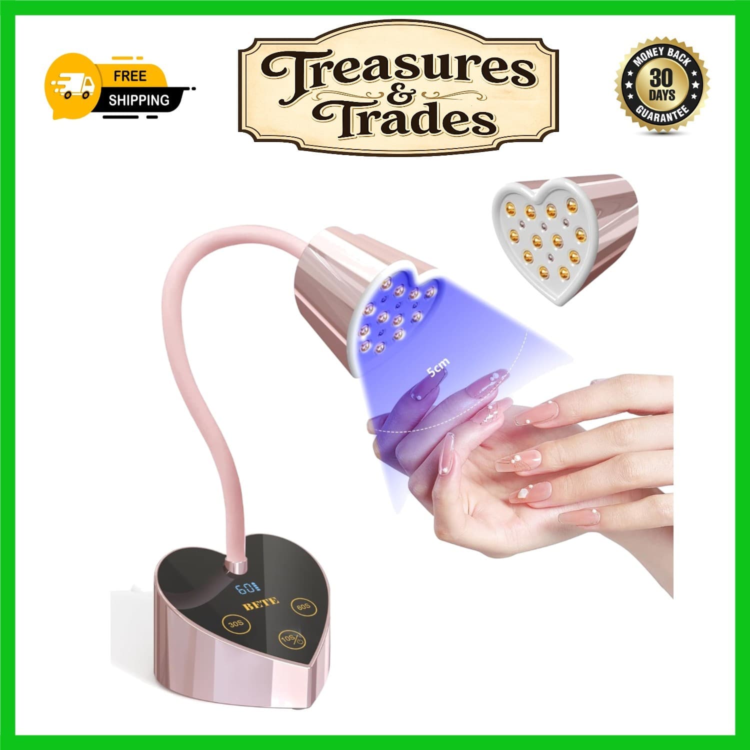 Portable 30W Rechargeable UV LED Gel Nail Lamp with Foldable Gooseneck