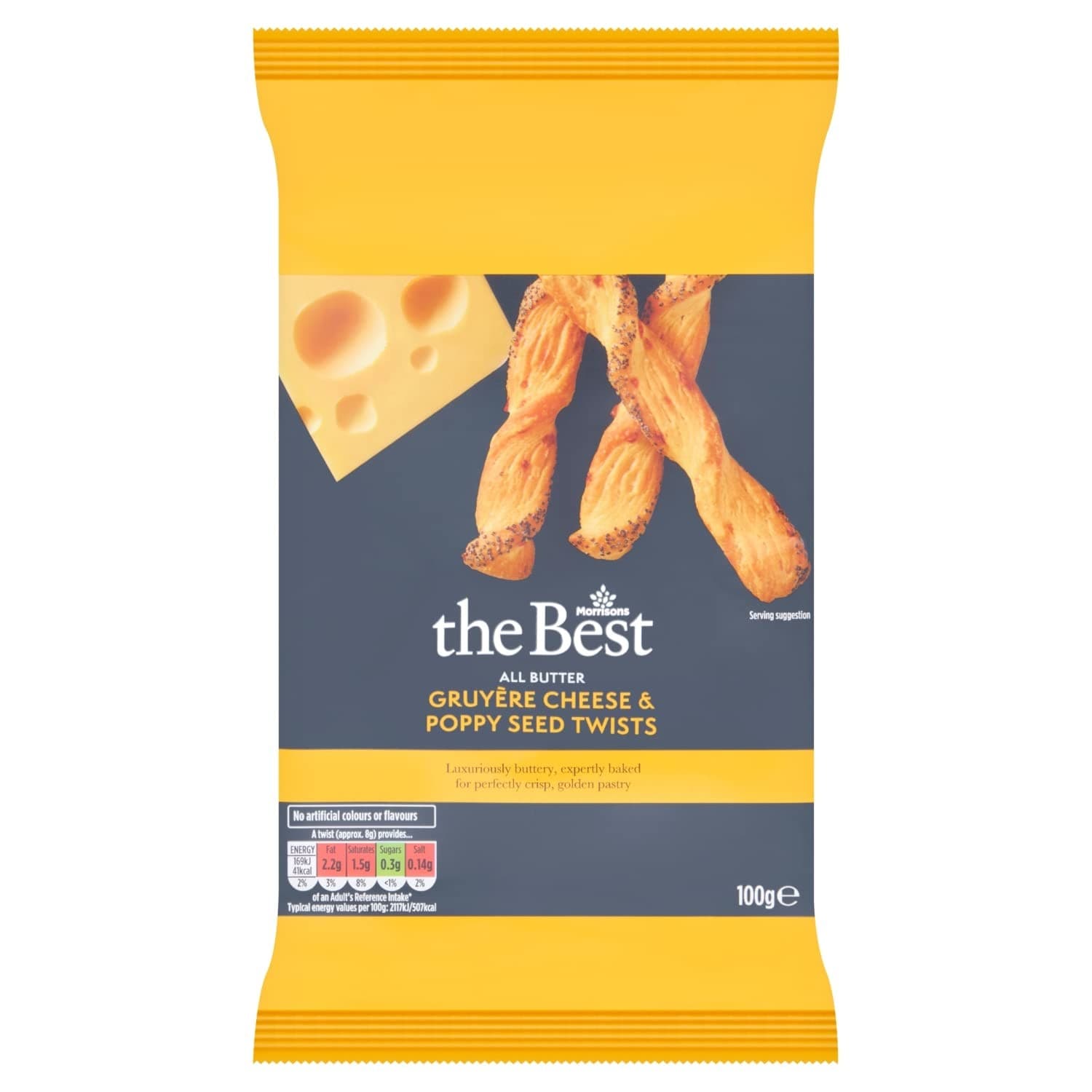 Morrisons Gruyère Cheese and Poppy Seed Twists 100g