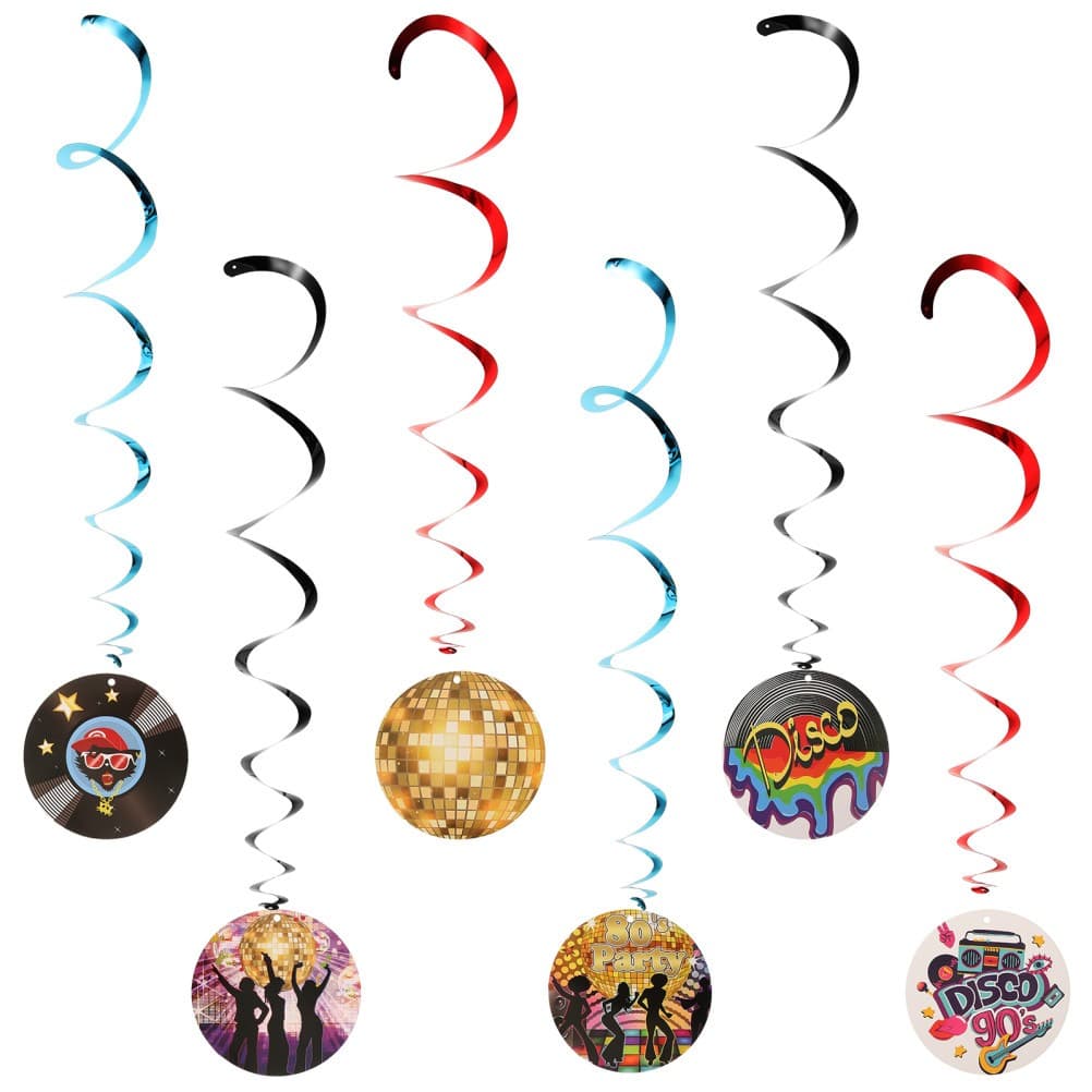 6 Pcs Disco Party Hanging Swirl Decorations Colorful Swirls Dancers