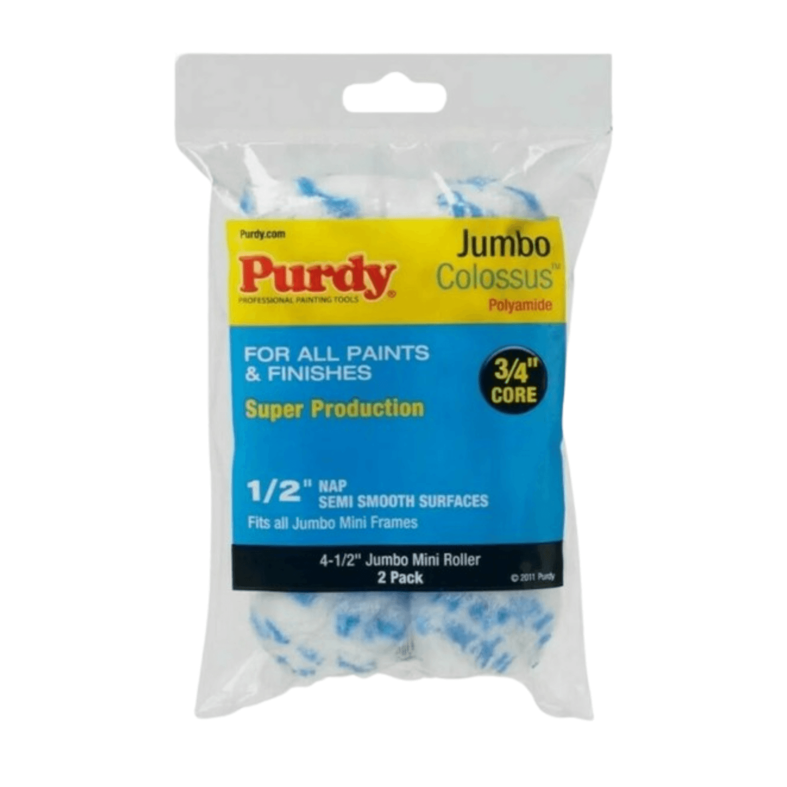 Purdy Colossus Jumbo Mini Roller Sleeves 4.5\" 2 Pack (1/2\" Nap)
