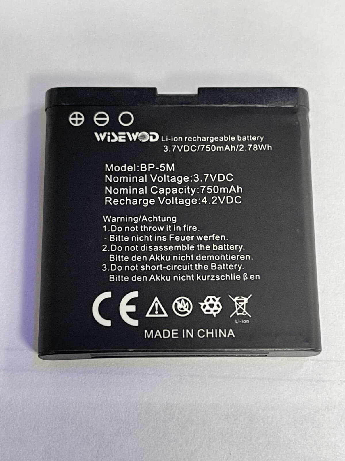 BP-5M Battery for Nokia 6220 6500 6110 6121 5610 8600 7390 5700 Binatone BB500