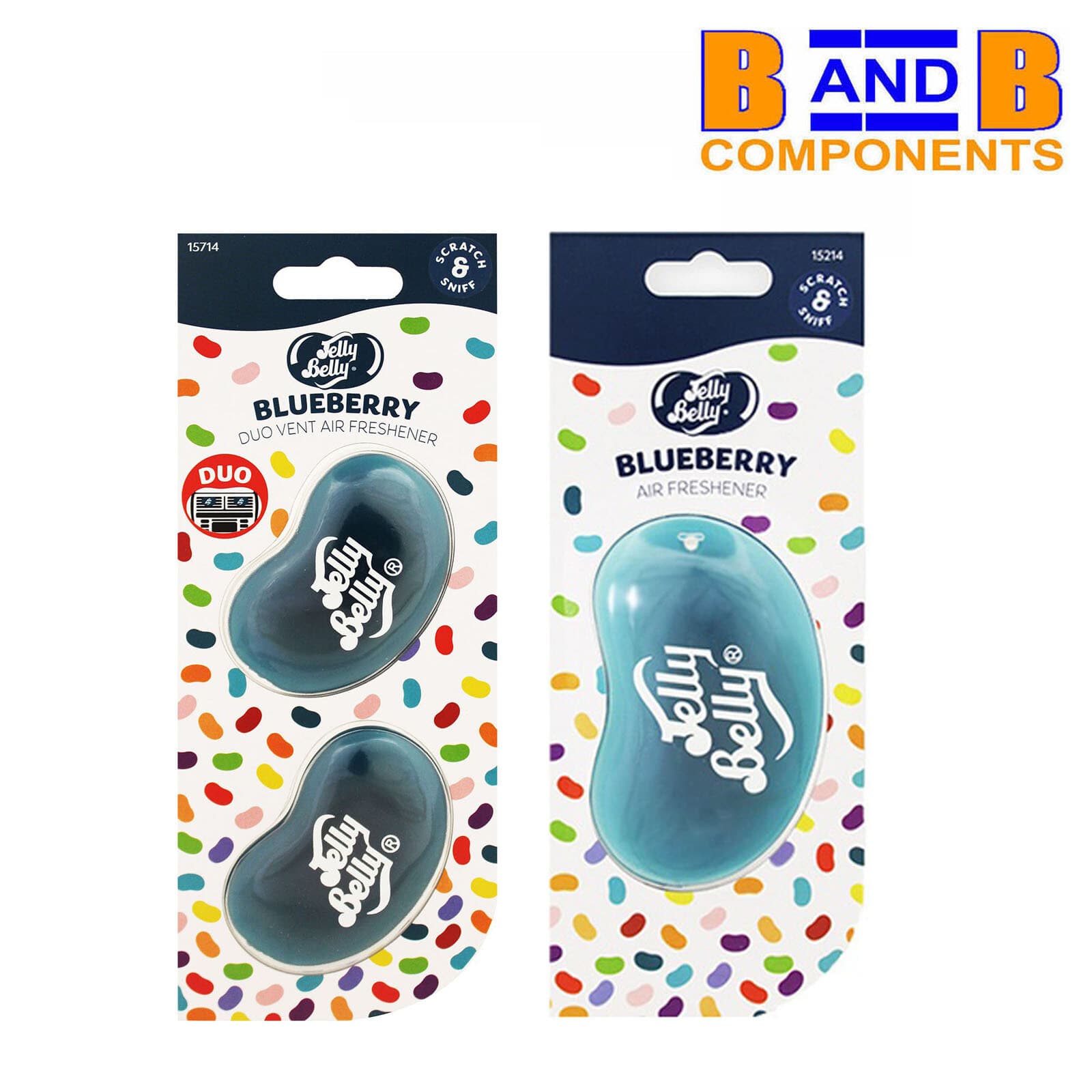 Jelly Belly 3D BLUEBERRY and Duo Vent Two Pack 3D Car Air Fresheners A1603