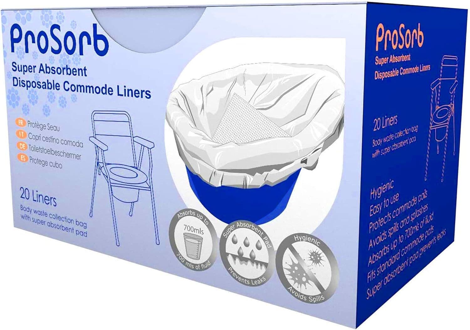 Pack of 20 Prosorb Super Absorbent Disposable Commode / Bed Pan Liners view 2