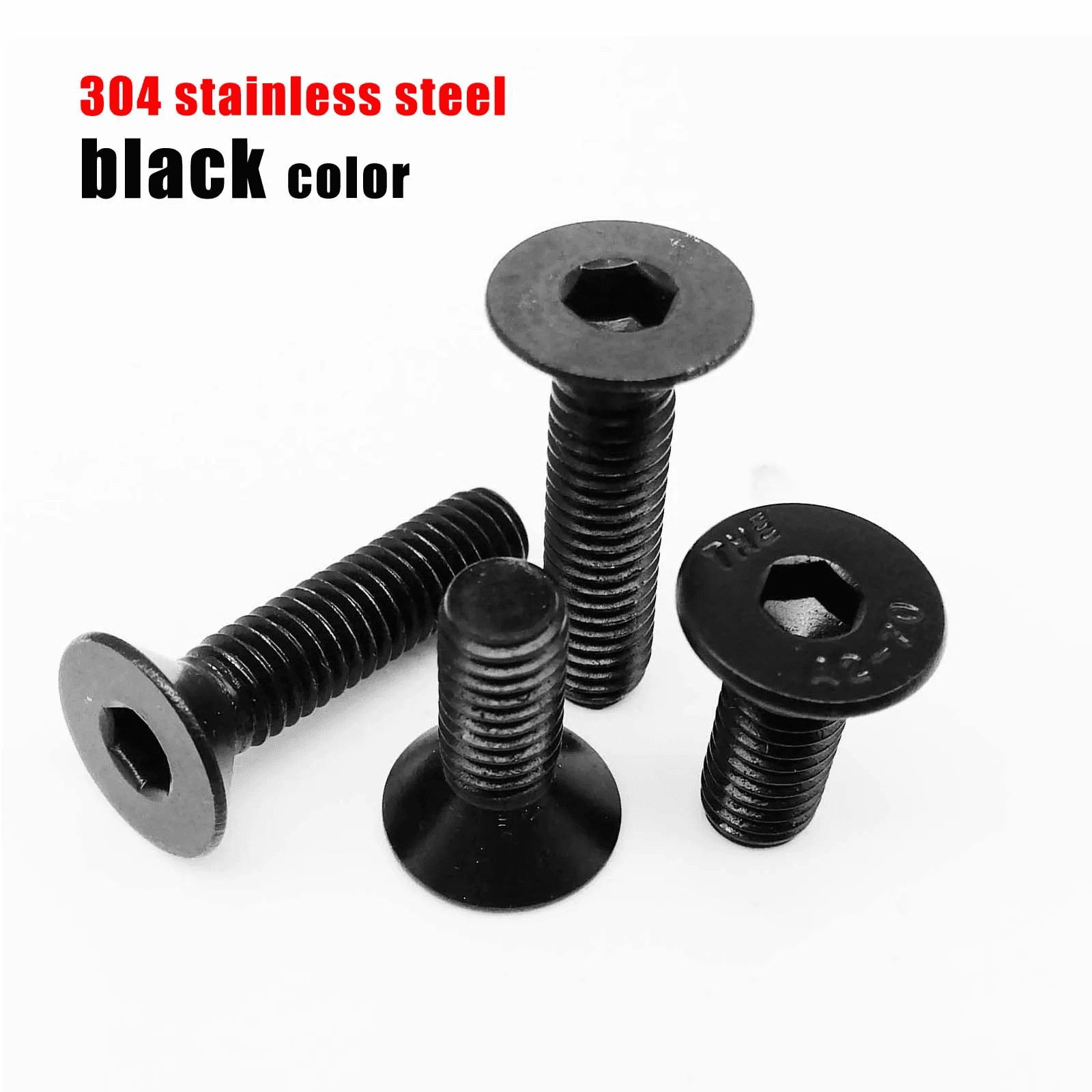 50/100Pc DIN7991 M2 M2.5 Black 304 Stainless Steel Hexagon Hex Socket Flat Count