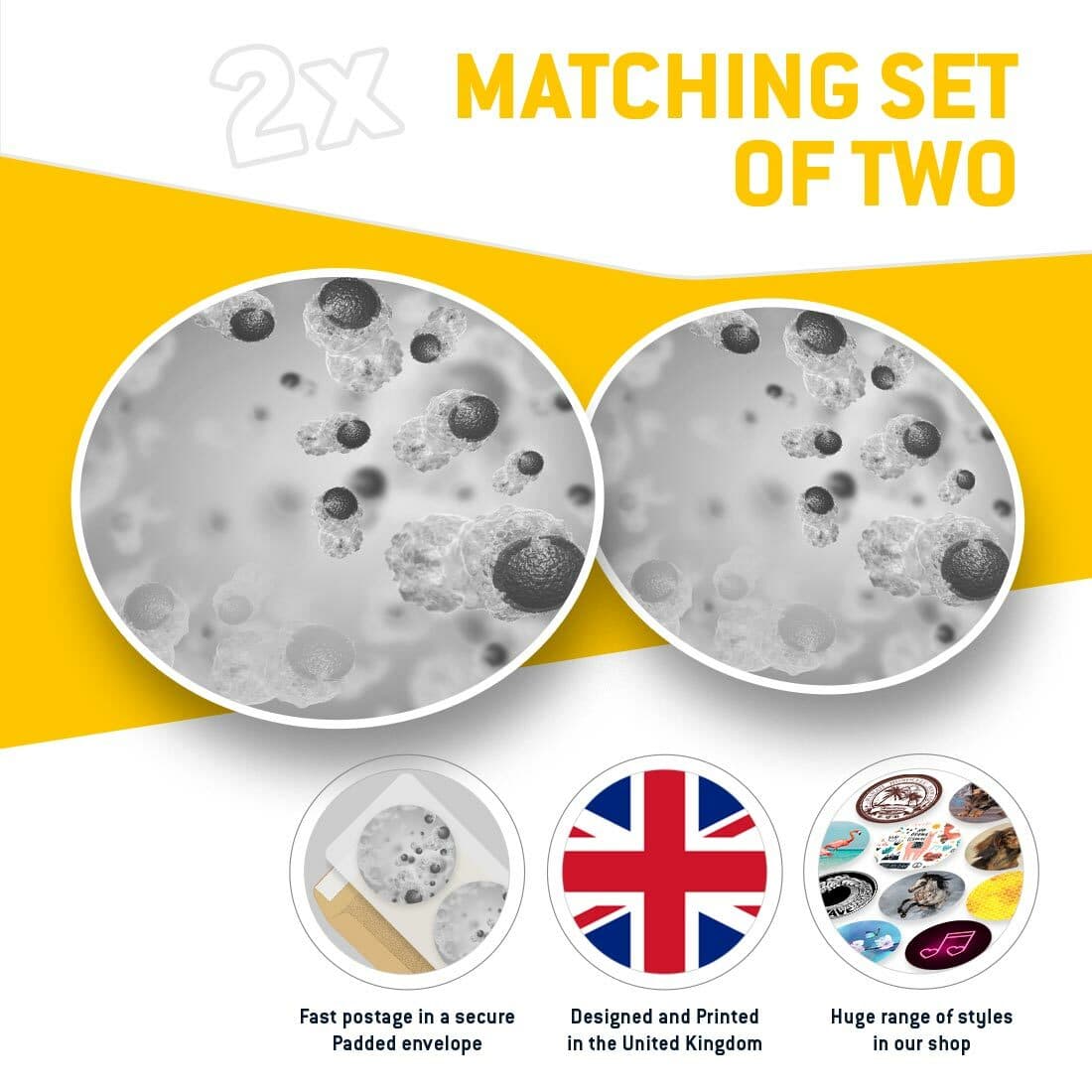 2 x Vinyl Stickers 15cm (bw) - Cancer Cells Medical Doctor  #35847 view 2