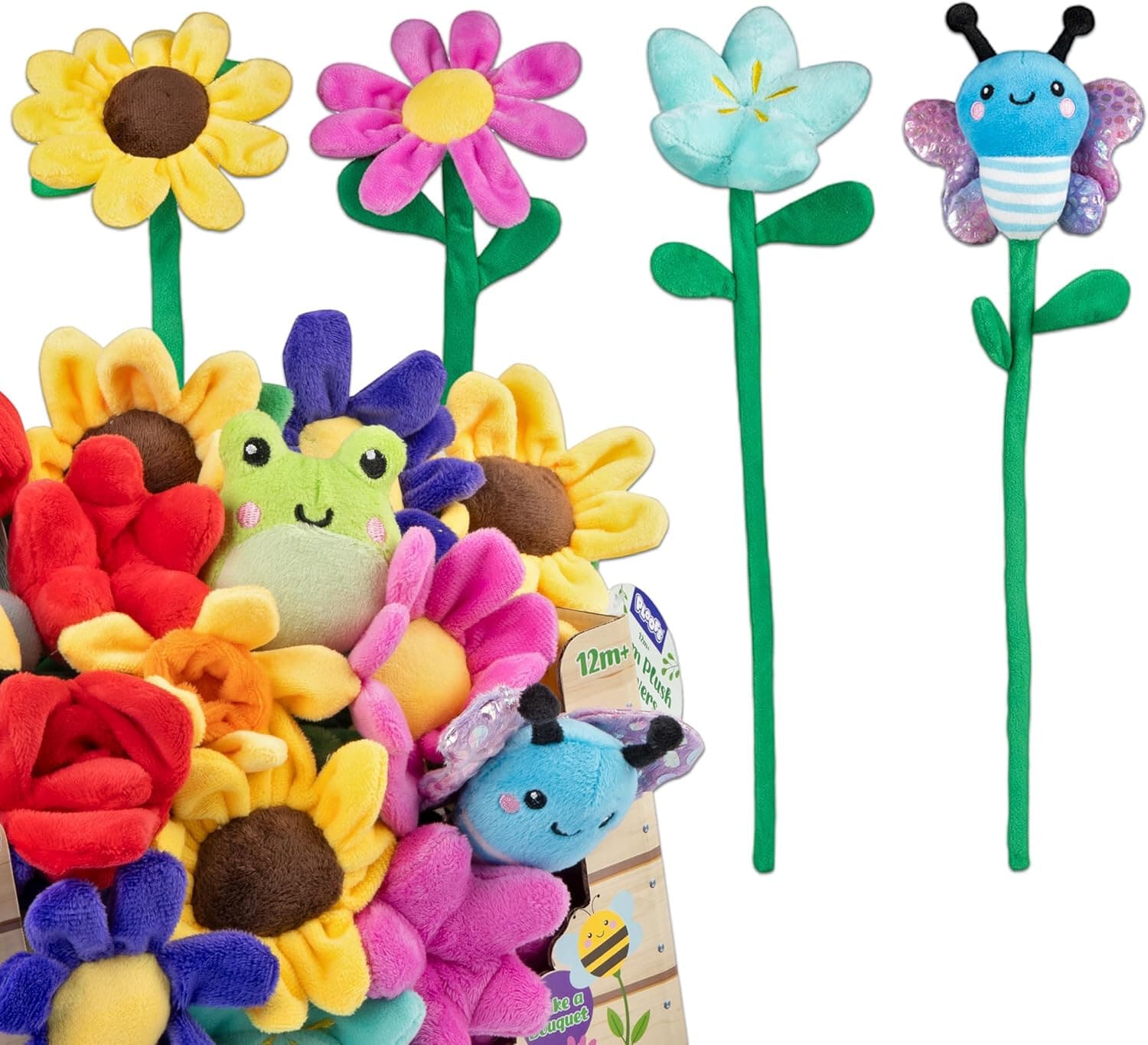 Easter Gift Plush Flowers Bouquet Mothers Day Set 30cm 3 x  Flowers 1 x Insect view 2
