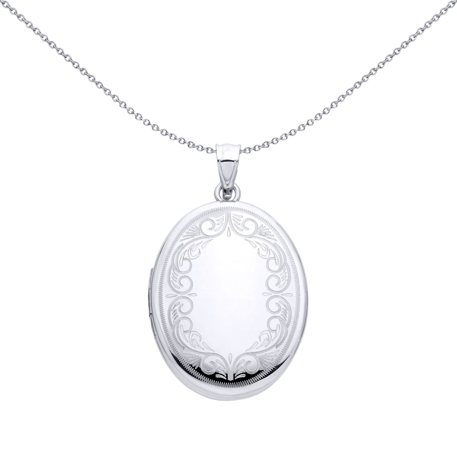 Jewelco London Sterling Silver Oval Locket With Swirl Design
