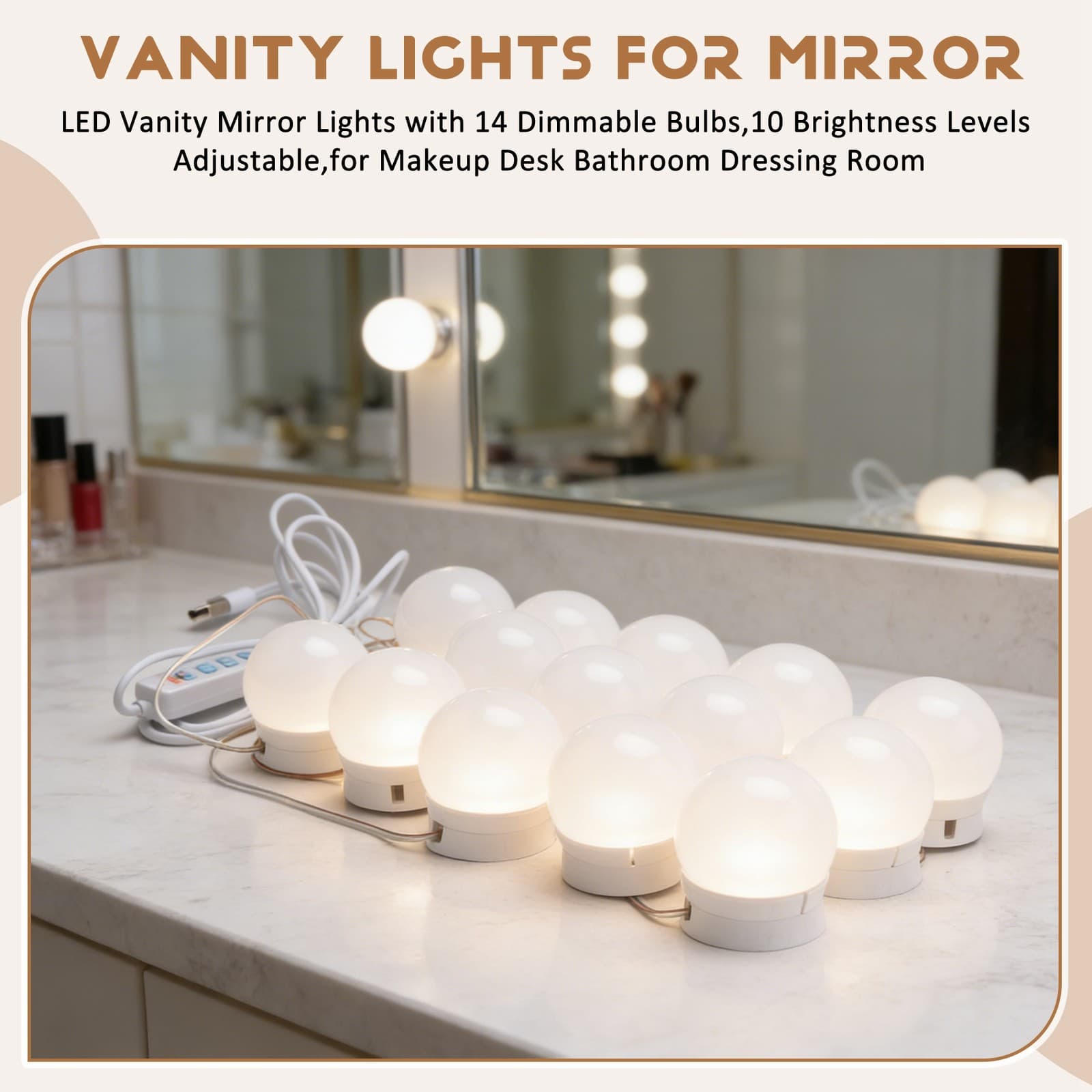 LED Vanity  Lights with 14 Dimmable Bulbs,10 Brightness Levels Adjustable6298 view 2