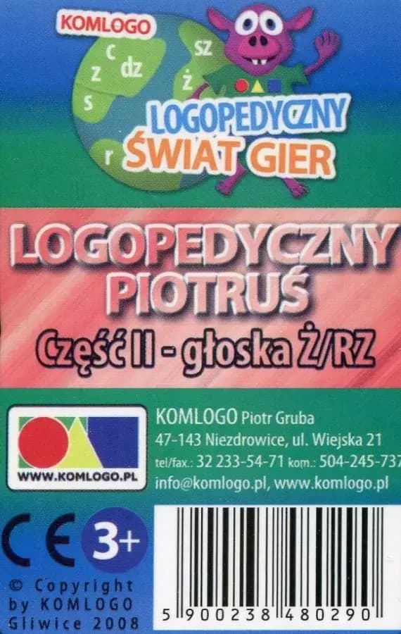 5900238480290 Logopedyczny Piotruś. Część 2. Głoska Ż/RZ KOMLOGO