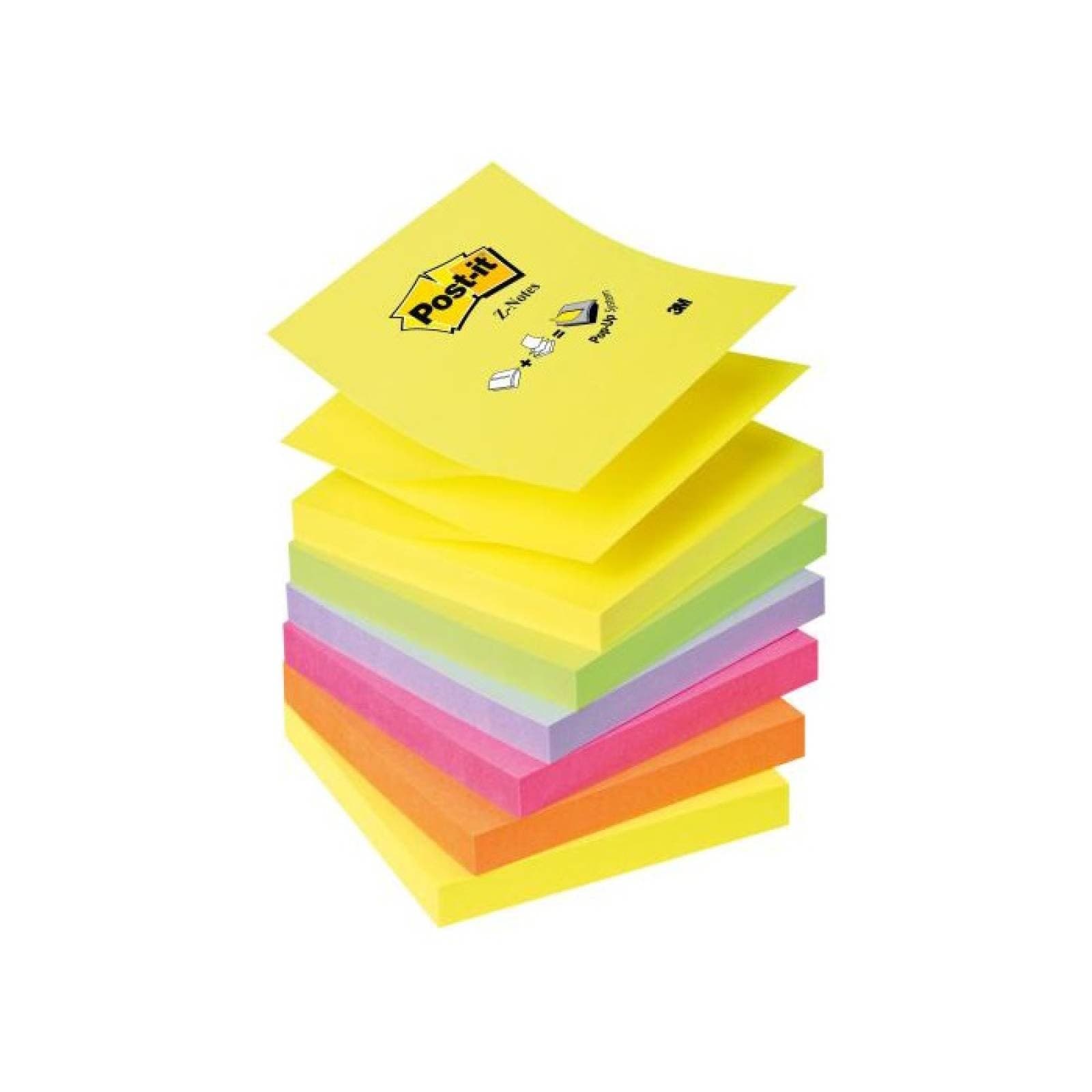 Post-it Z Notes Neon Rainbow 76 x 76mm 100 Sheets Pack of 6 (7100296020)
