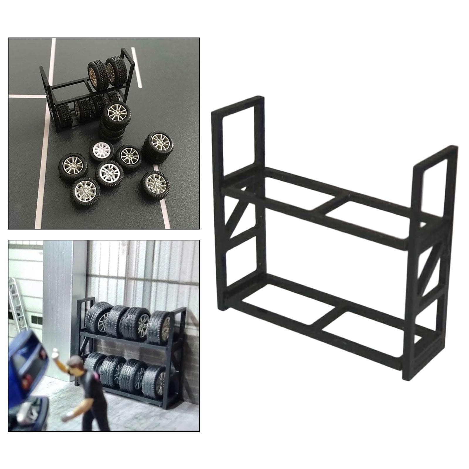 1/64 Scale Tire Rack Garage Shelving Multi Tire Wheels Tyre Storage Shelf