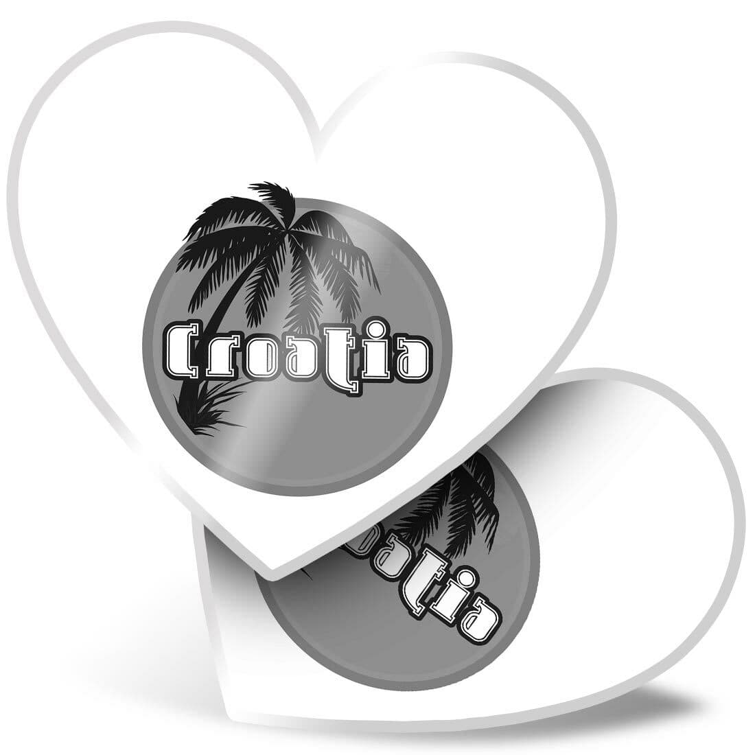 2 x Heart Stickers 15 cm - BW - Croatia Sunset Palm Tree Travel #40657