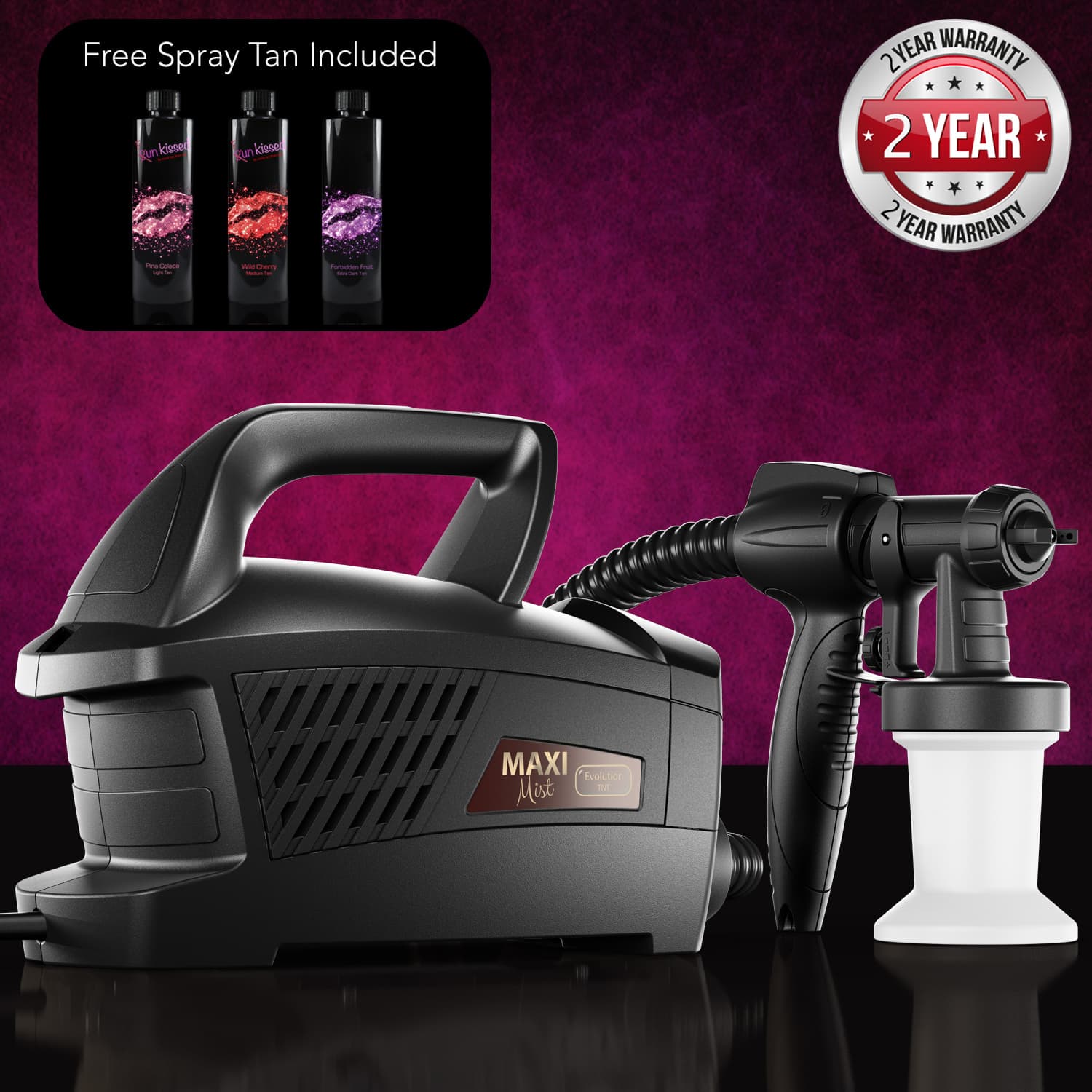 Maximist Evolution TNT Spray Tanning Machine + Funkissed Tan Solution 3 x 250ml