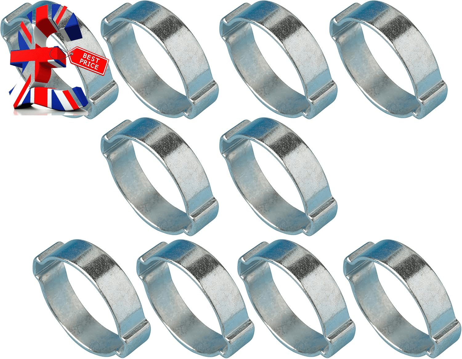 7Mm - 9Mm 5/16\" DOUBLE EAR 'O' CLIPS Fuel and Air Water Silicone Hose Pipe Clamp X