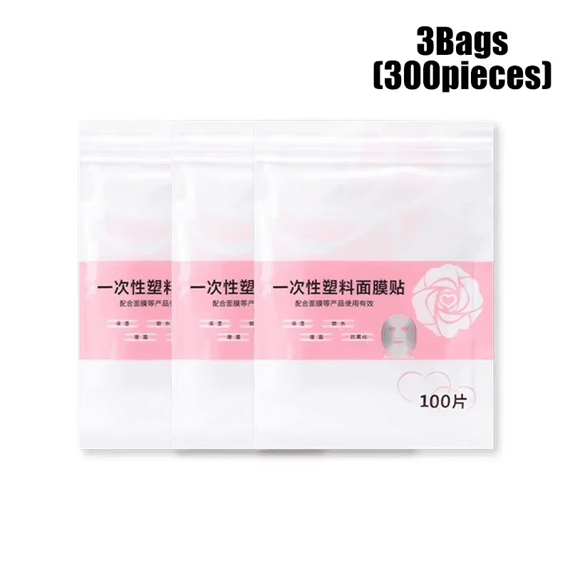 500/100 Disposable Full Face Plastic Film Mask Wrap Beauty Makeup Neck Stickers