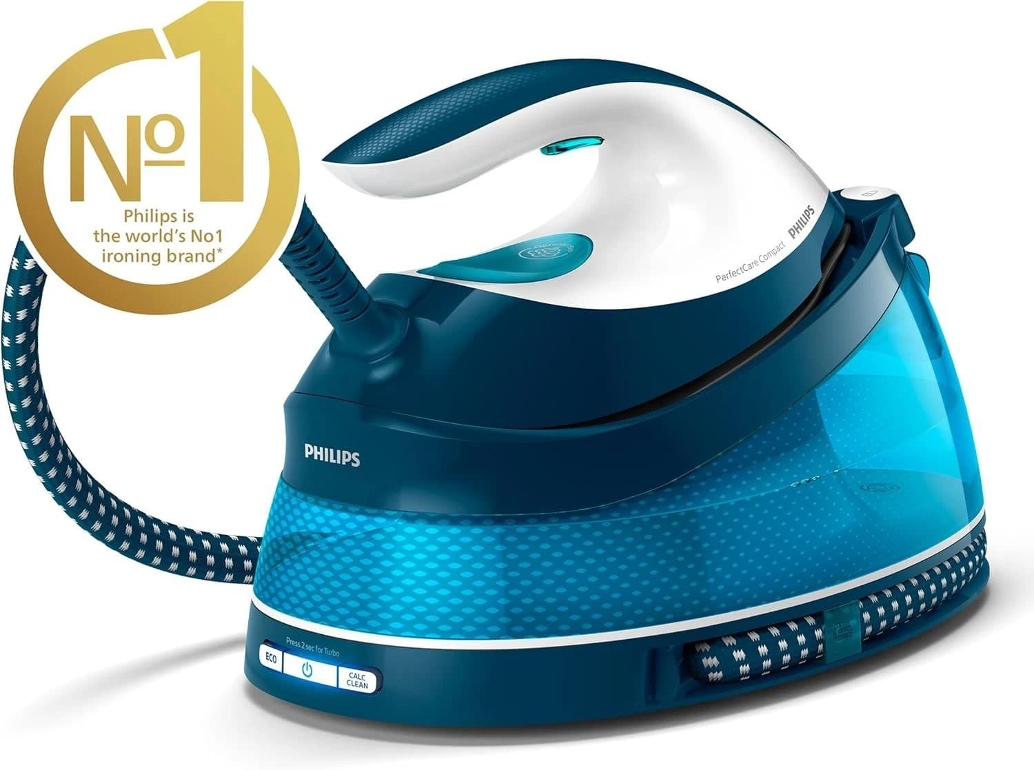 Philips Perfect Care Compact Steam Generator Iron 2400W/1.5L - Blue (GC7840/26) view 2