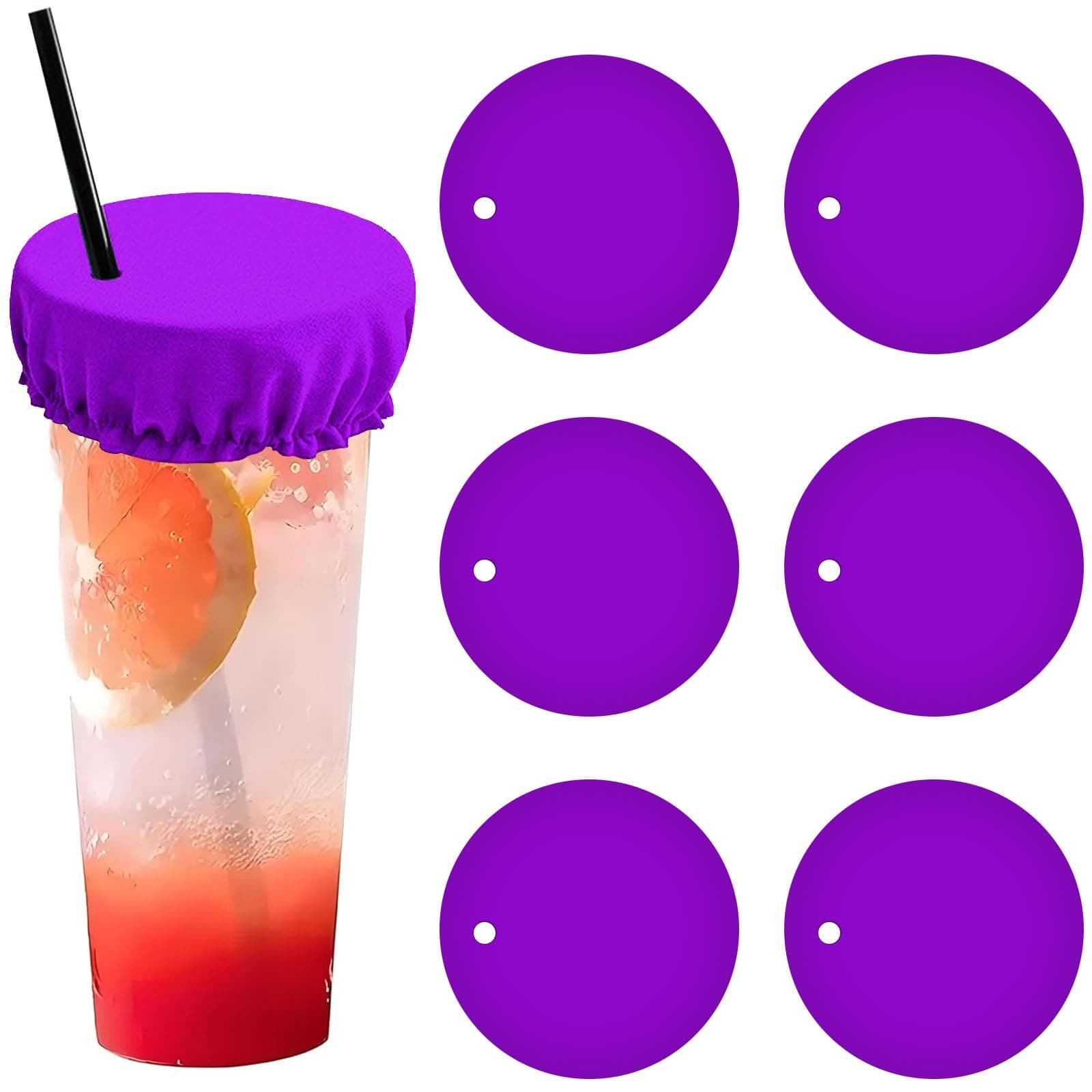 6-Pack Drink Covers Anti Spike| Spike Cover Scrunchie for Purple