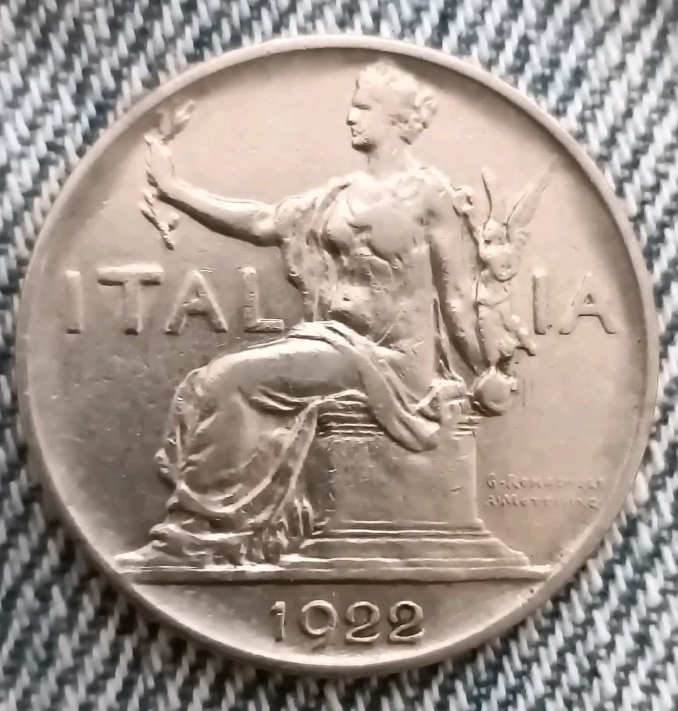 ITALY 1 Lira 1922 Nickel| 8g| ø 26.8mm KM# 62
