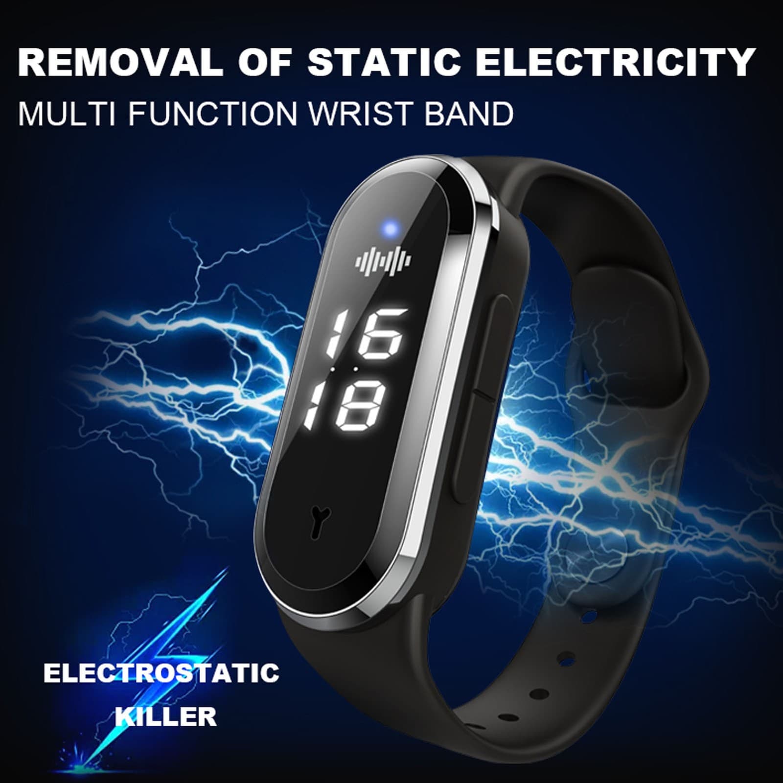 Black Black Ultrasonic Mosquito Repellent Watch LED Static Electricity Remo SG