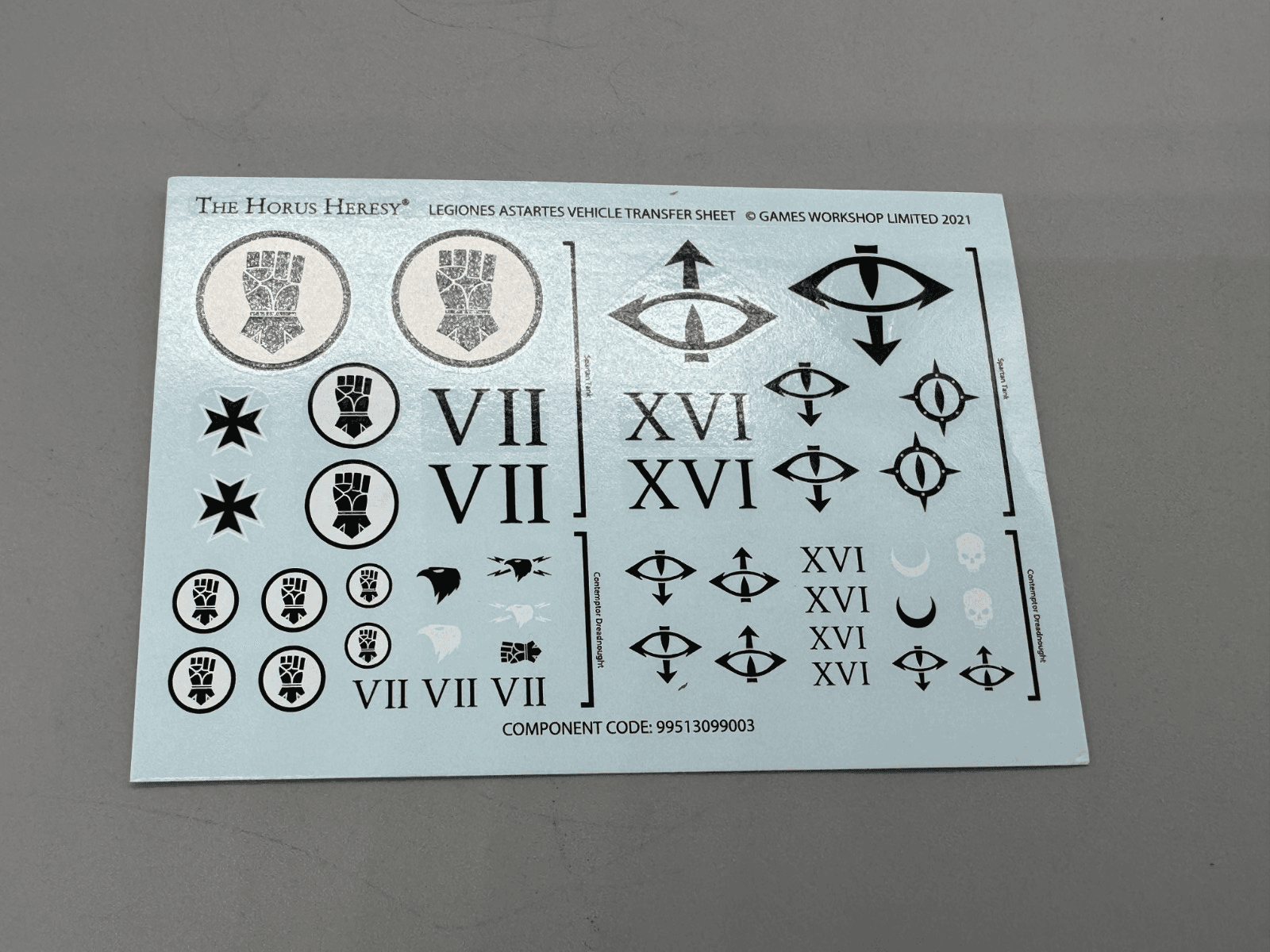 GW 40K - The Horus Heresy Vehicle transfer sheet