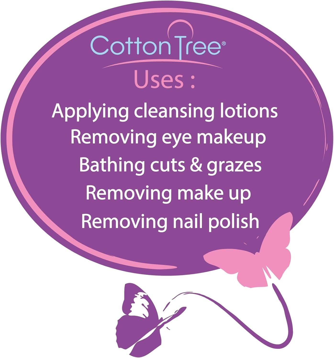 Cotton Tree 100% Pure Cotton Round Cotton Wool Pads 80 Count view 2