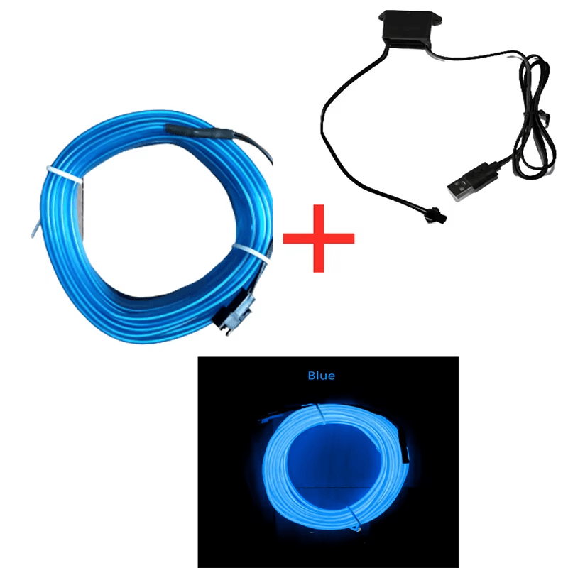 Car Interior LED Decorative Lamp EL Wiring Neon Strip Auto DIY Ambient Light USB