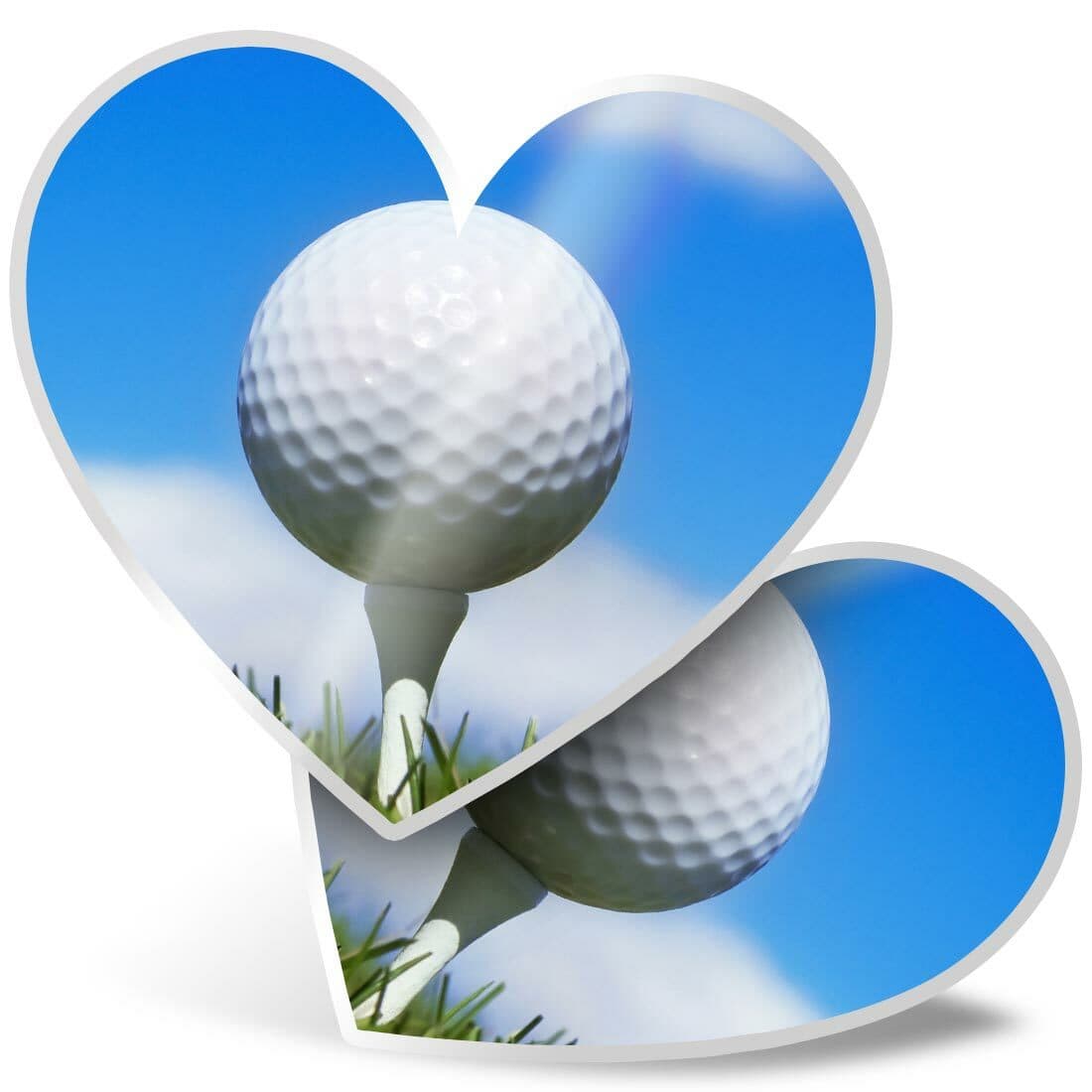 2 x Heart Stickers 10 cm - Golf Ball Sports Men's Dad Uncle  #8243