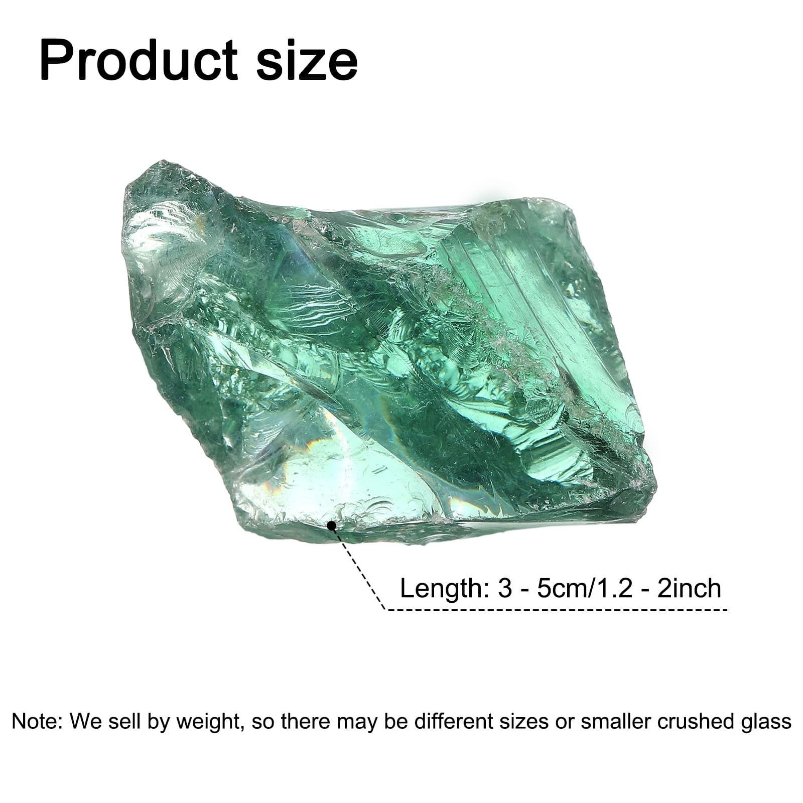 Fire Glass for Fire Pit| 0.9 Pounds Tempered Glass Rocks| 3-5cm| Green view 2