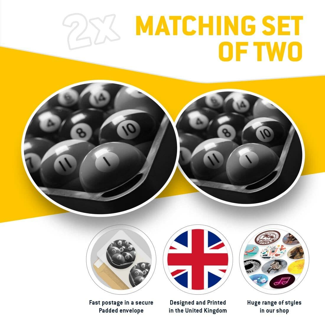 2 x Vinyl Stickers 15cm (bw) - Colorful Pool Balls Snooker Games  #41240 view 2