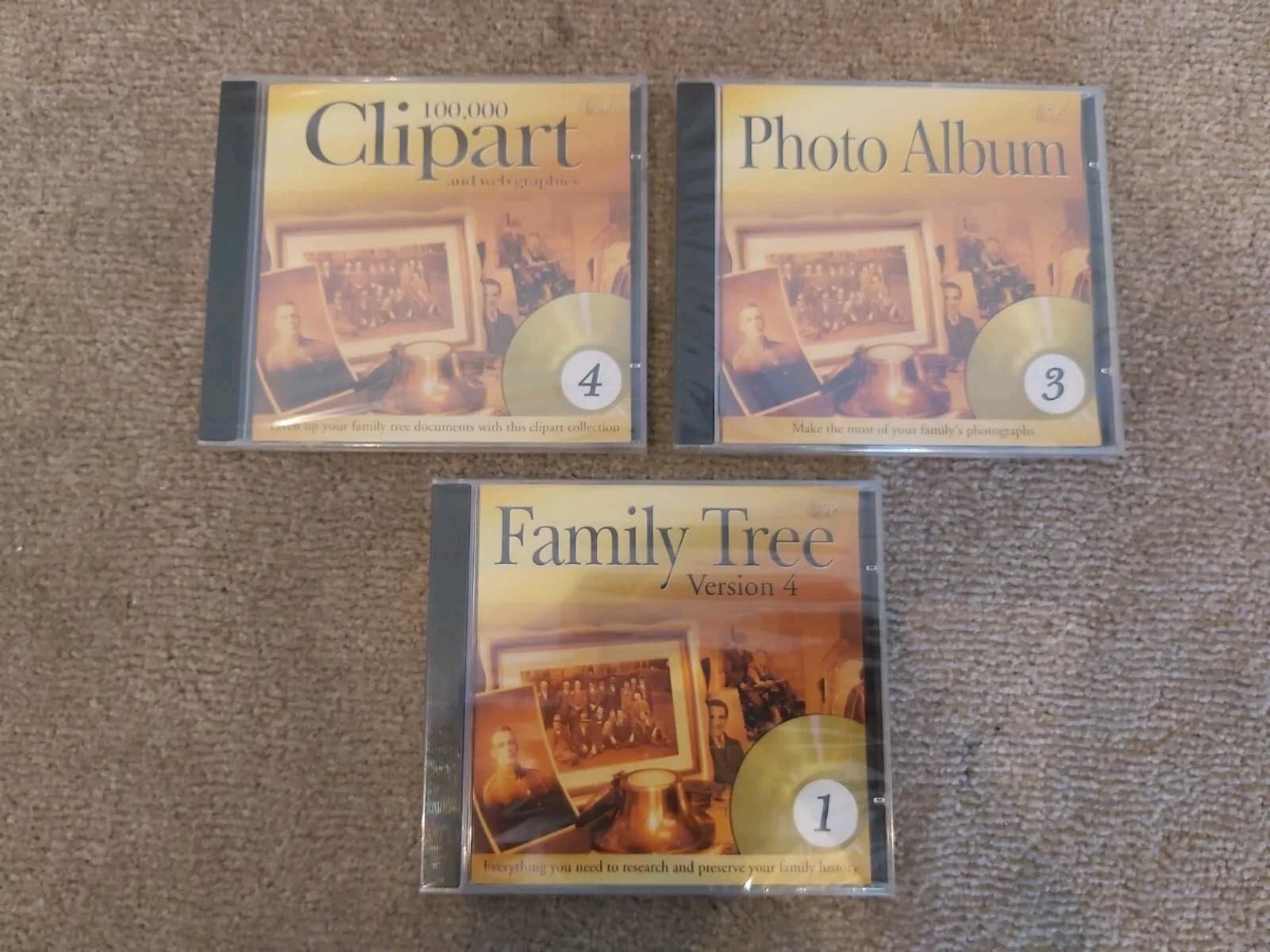 x3 GSP Family Tree v4 + Photo Album + 100000 Cliparts - PC CD-ROMS - Jewel Case