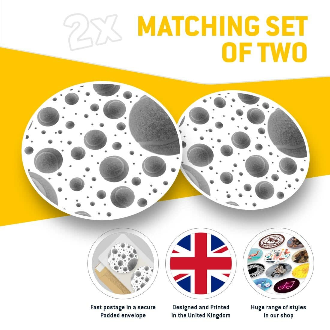 2 x Vinyl Stickers 30cm (bw) - Cool Tennis Ball Pattern Sports Game  #41373 view 2