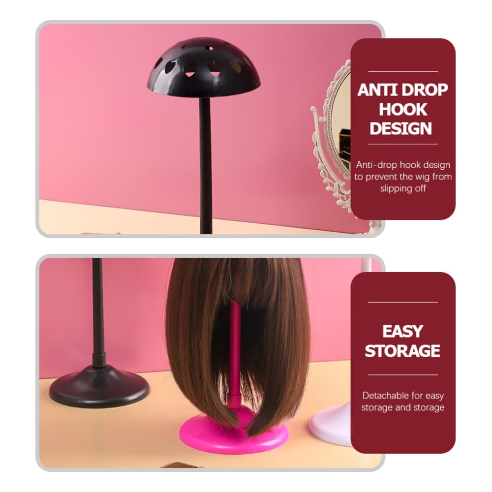 2 Pcs Wig Rack Tabletop Hat Holder Short Stand Mushroom Display view 2