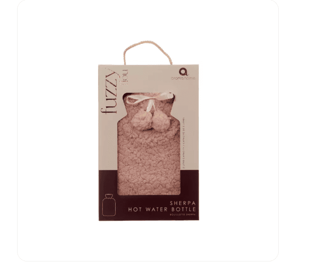 Pink Sherpa Hot Water Bottle 2 Litre Soft Fleece Cover Cosy Heat Therapy Warmer view 2