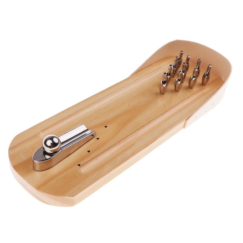 Wooden Mini Bowling Game Set With Lane