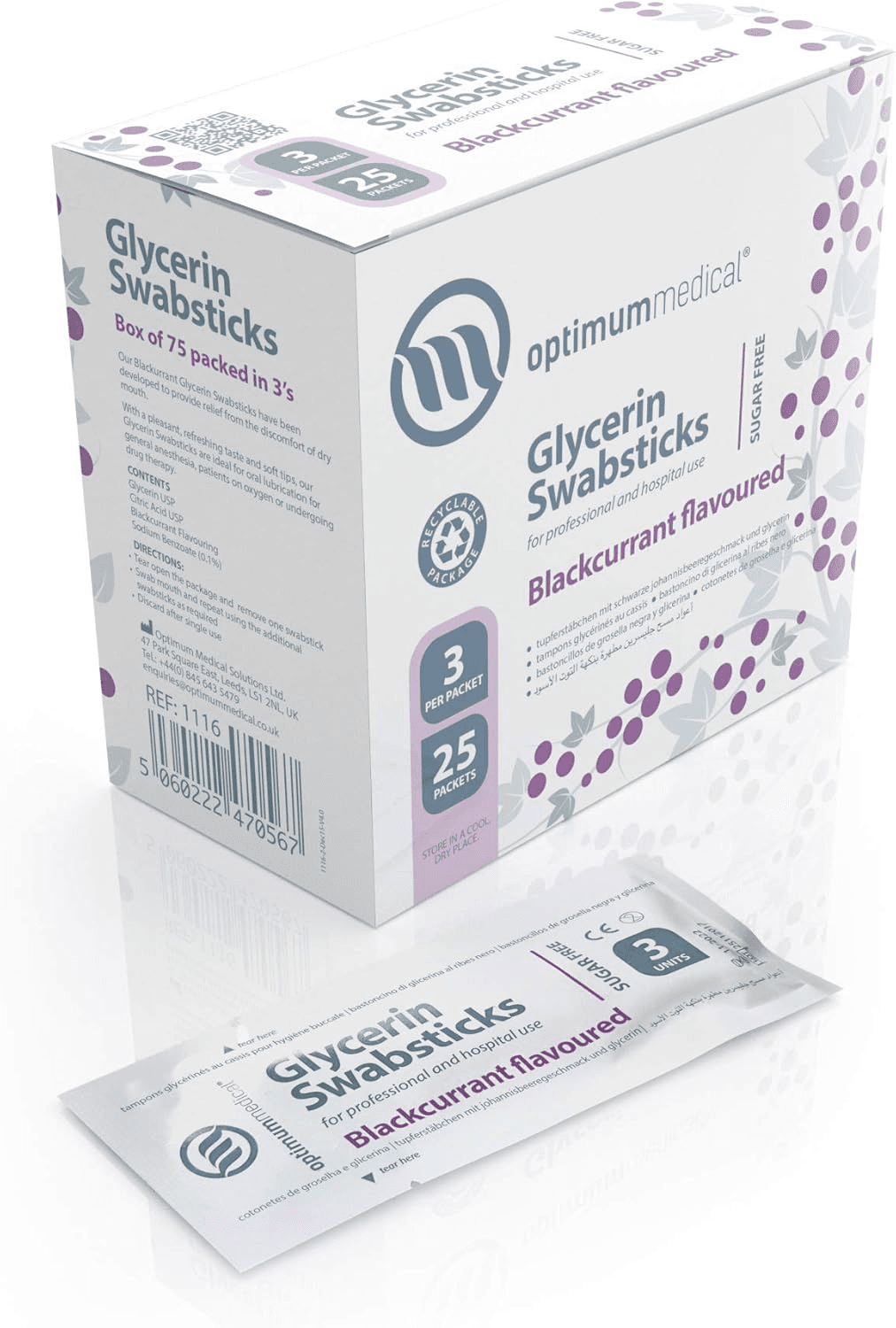 Glycerin Swabsticks (X75) – Lemon or Blackcurrant Flavour Pleasant Tasting Sugar
