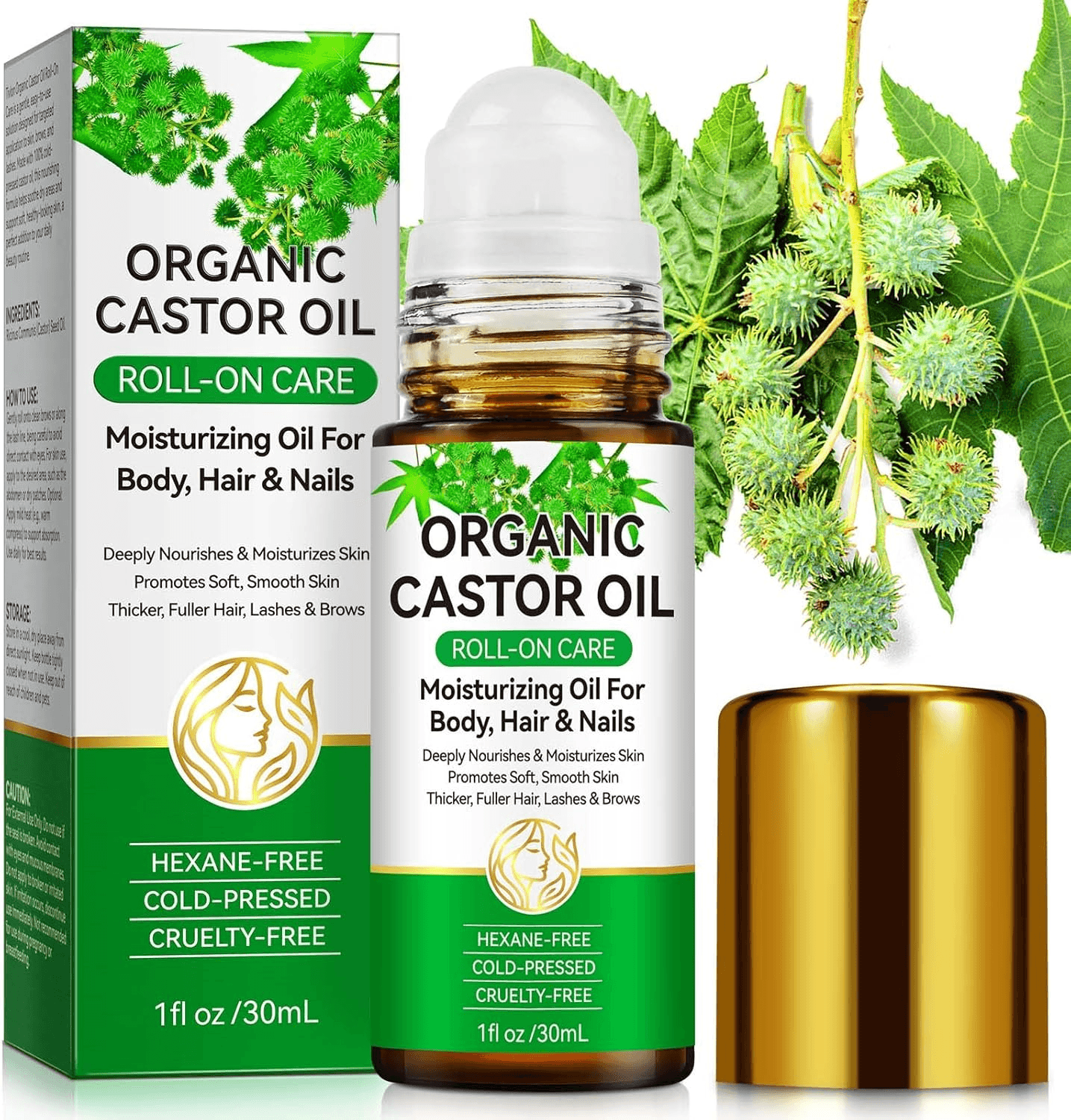 Pure Natural Plant Roller Castor Oil 30Ml - 100% Organic Castor Oil| Deep Moistu