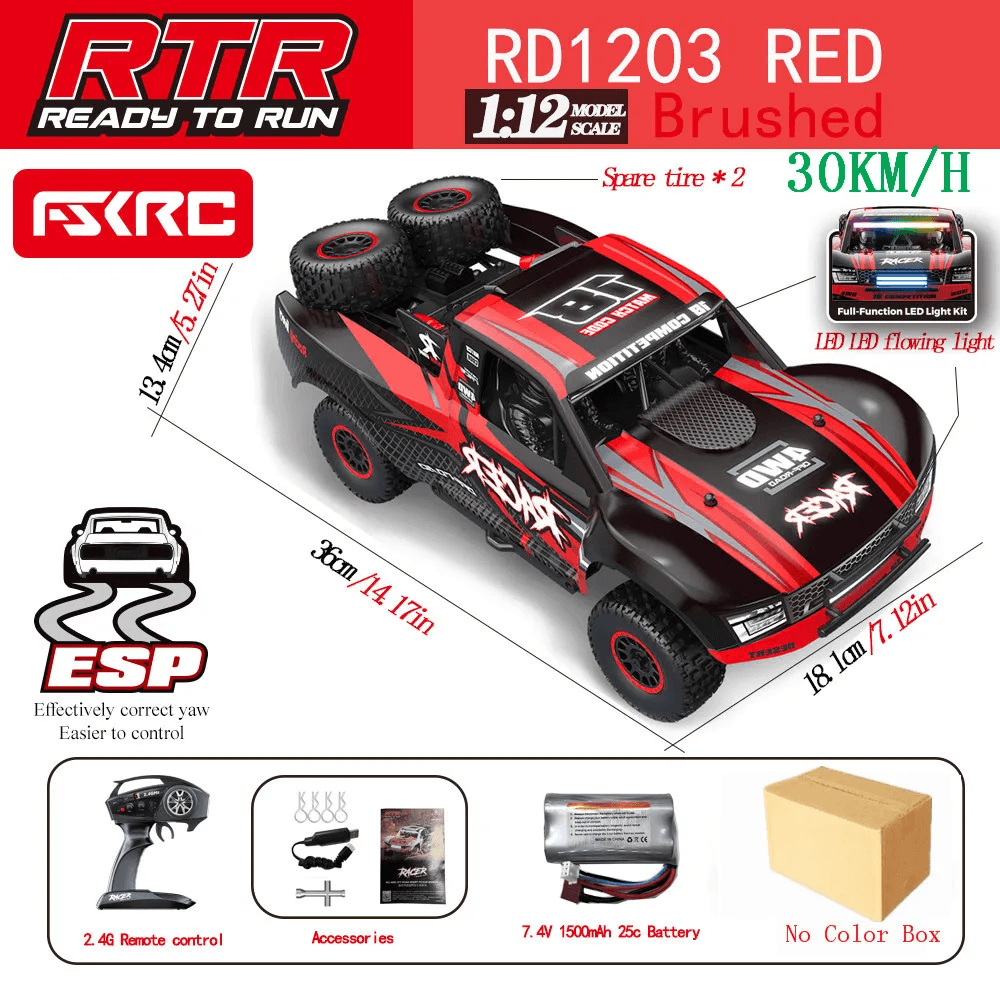 1:12 4Wd Drift Short Course Truck with Led Lights Cruise Control Gyroscope RC Ra