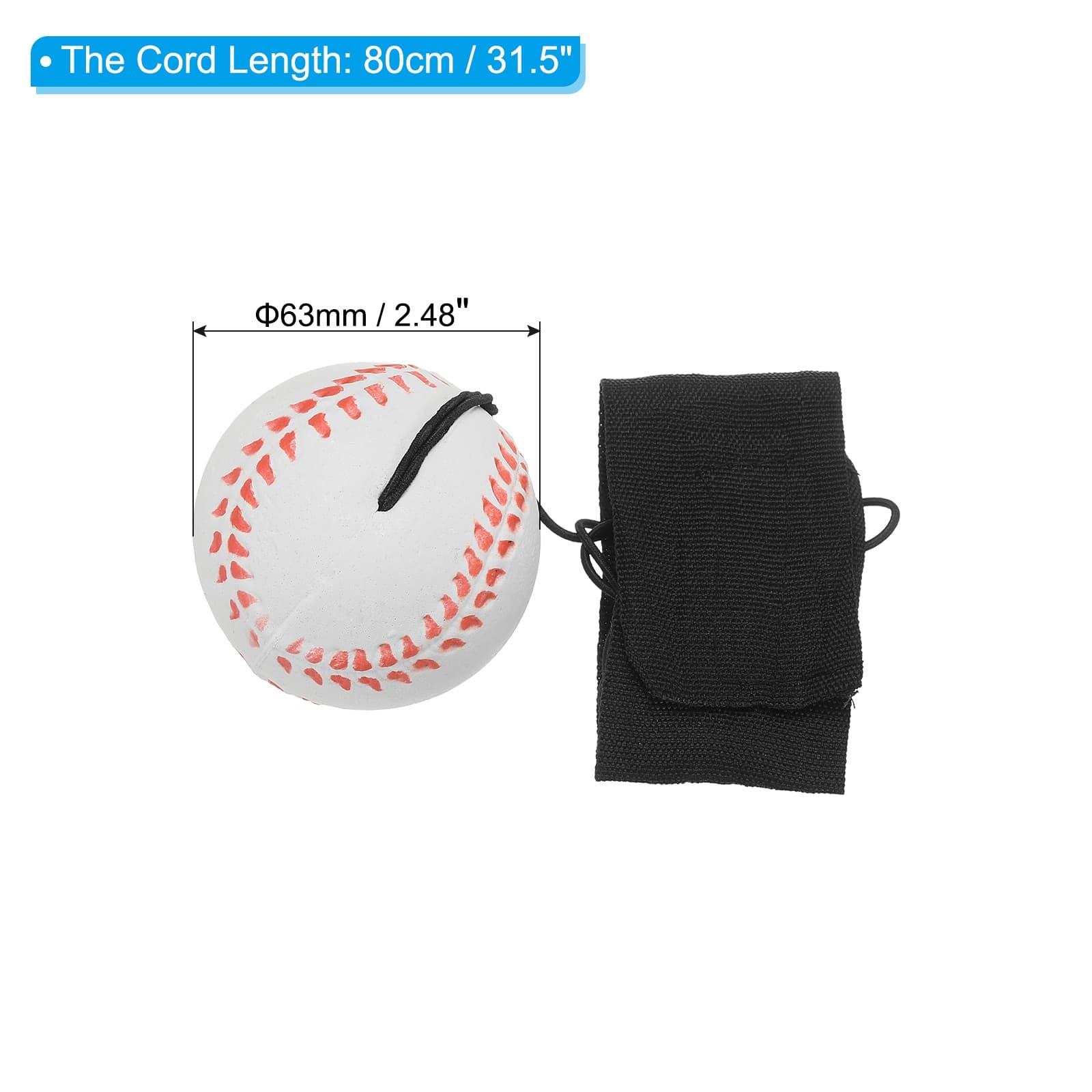 2.5 Inch Sports Wrist Ball| Baseball for Exercise| White view 2