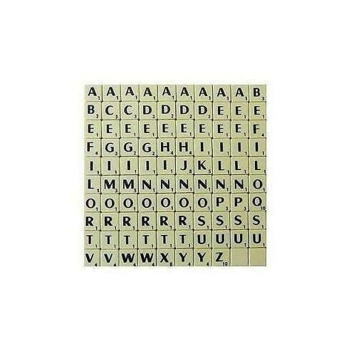 PLASTIC TILES BLACK LETTERS numbers FULL SET 100 IVORY PIECES -FREE FAST POST!